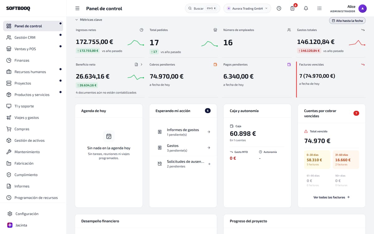 Softbooq ERP en uso