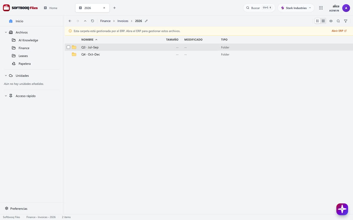 Softbooq Files en uso