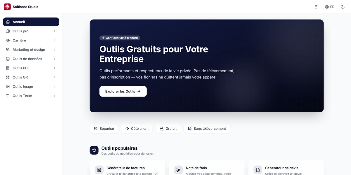 Softbooq Studio en cours d’utilisation
