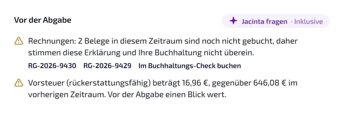 „Vor der Abgabe“ in der Mehrwertsteuererklärung: was Sie prüfen sollten, mit einem Link zu der Seite, die es behebt.